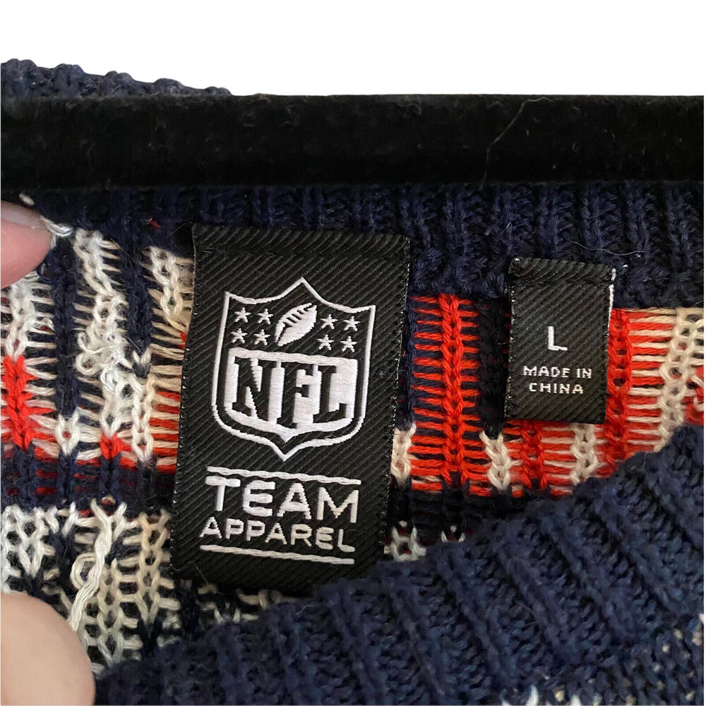 NFL Team Apparel Mens Size Large Sweater Holiday Patriots New England Red Blue - Picture 4 of 9